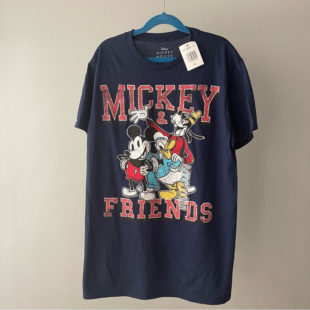Mens Short Sleeve Mickey Mouse And Friends Graphic T-Shirt Navy Size Small NWT